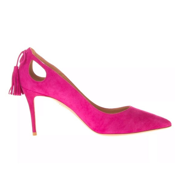Aquazurra-Magenta Fuchsia Tassel Heel Pumps - Picture 4 of 8